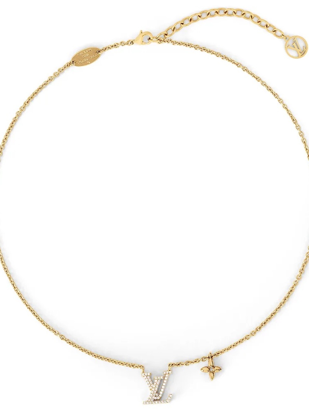 Louis Vuitton Gold Crystal LV Pendant Necklace with Star Charm
